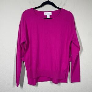 Design History Small Pure Cashmere Cut Out Sweater Fuchsia Pink Long Sleeves